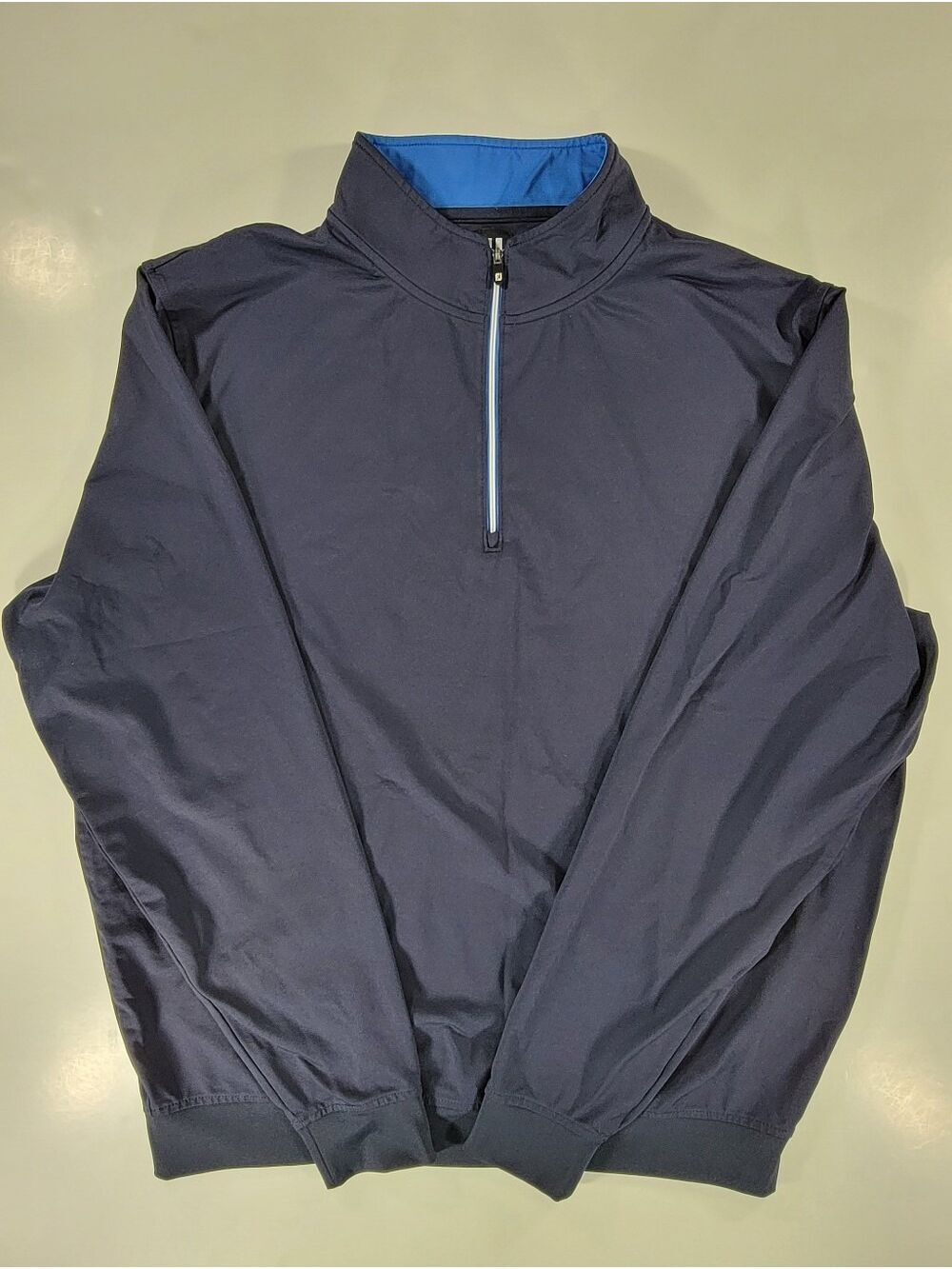 FootJoy FJ Mens XL Golf Shirt 1/4 Zip Stretch Pullover Long Sleeve Navy Blue